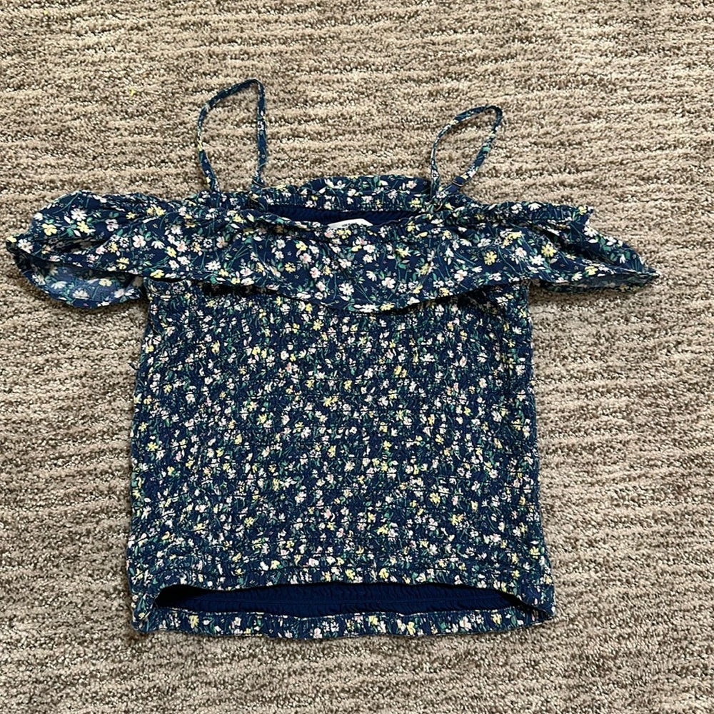 Kids blue floral shirt size 7/8
